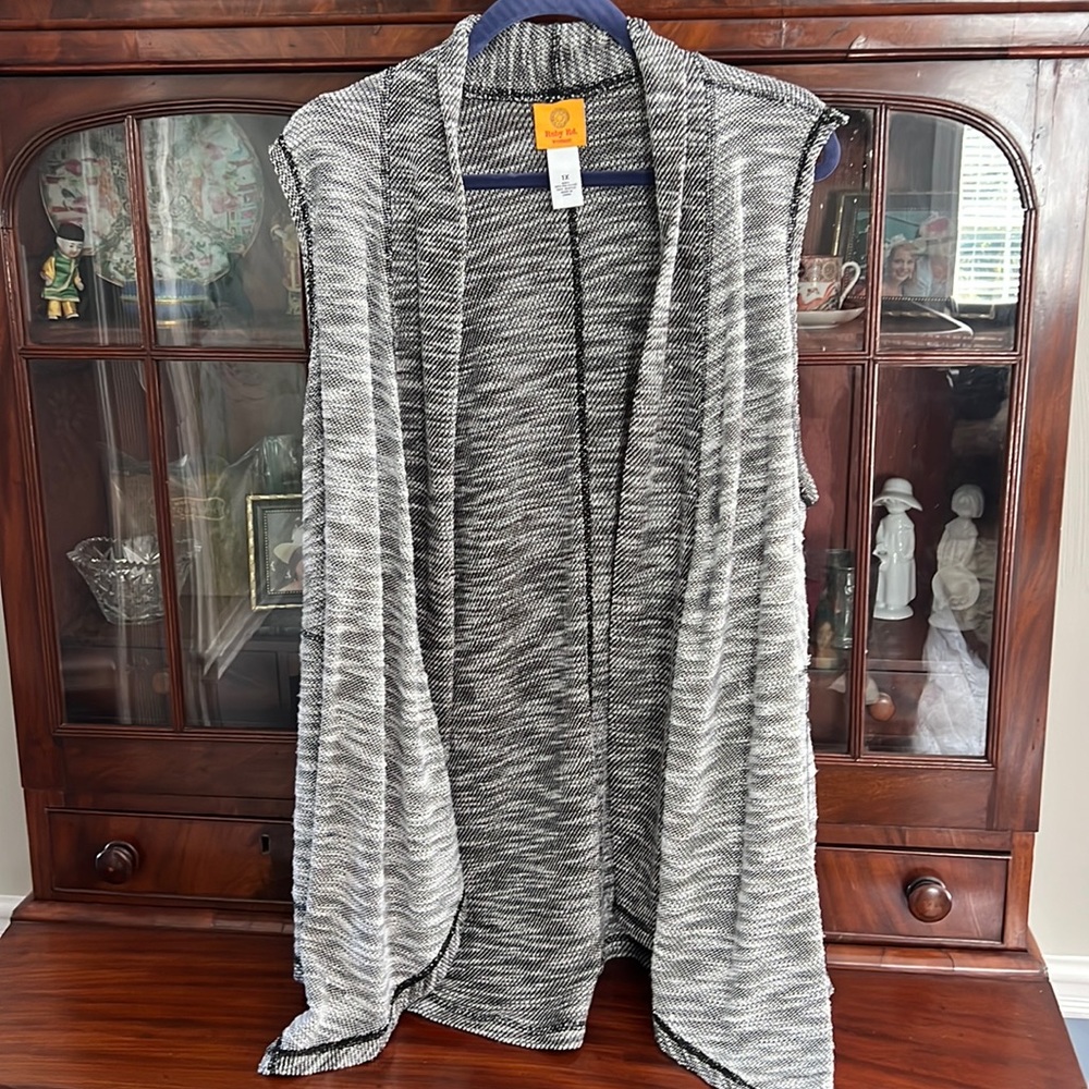 Ruby Rd. Black & White Sweater Vest 1X